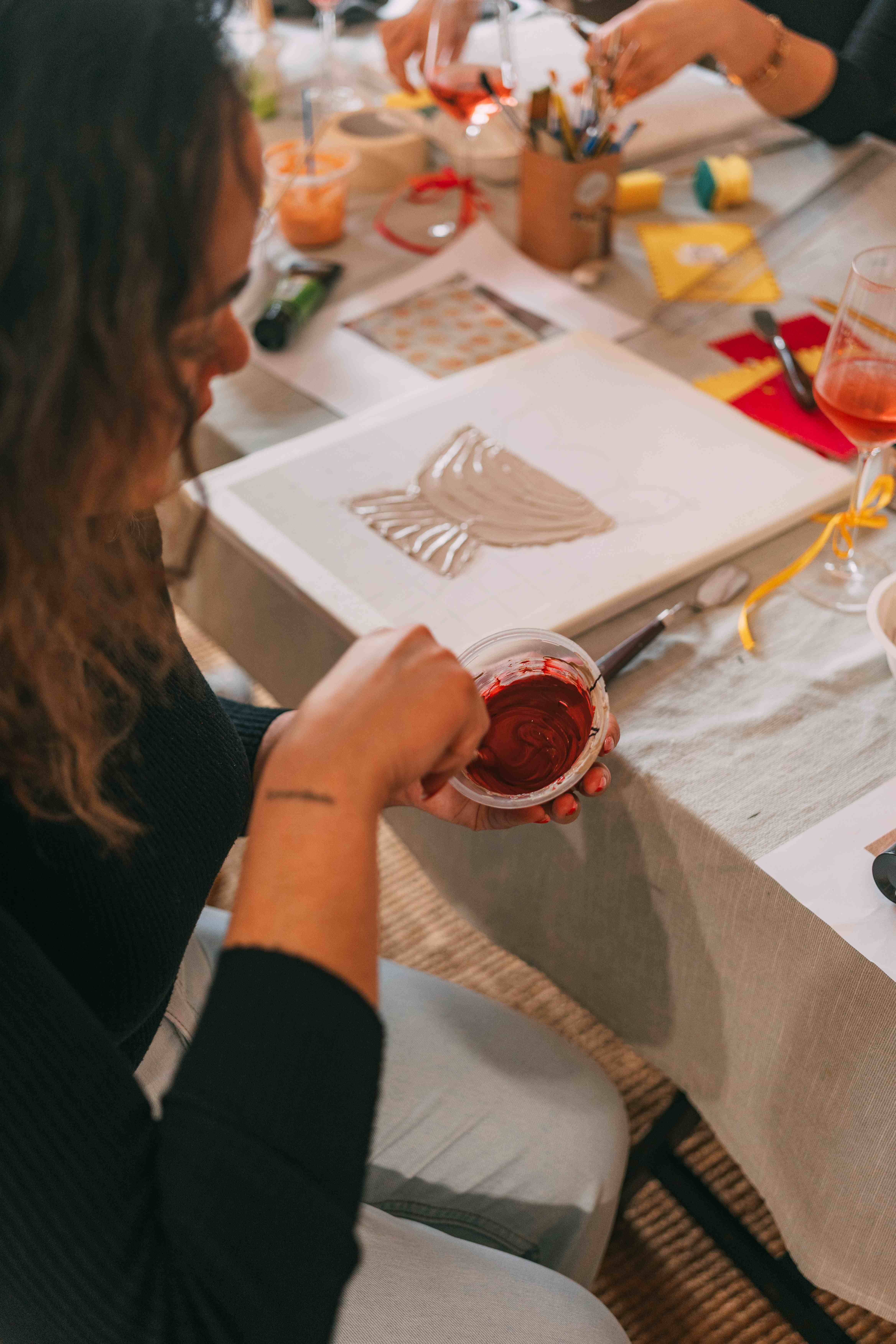 Textured art and Wine Workshop